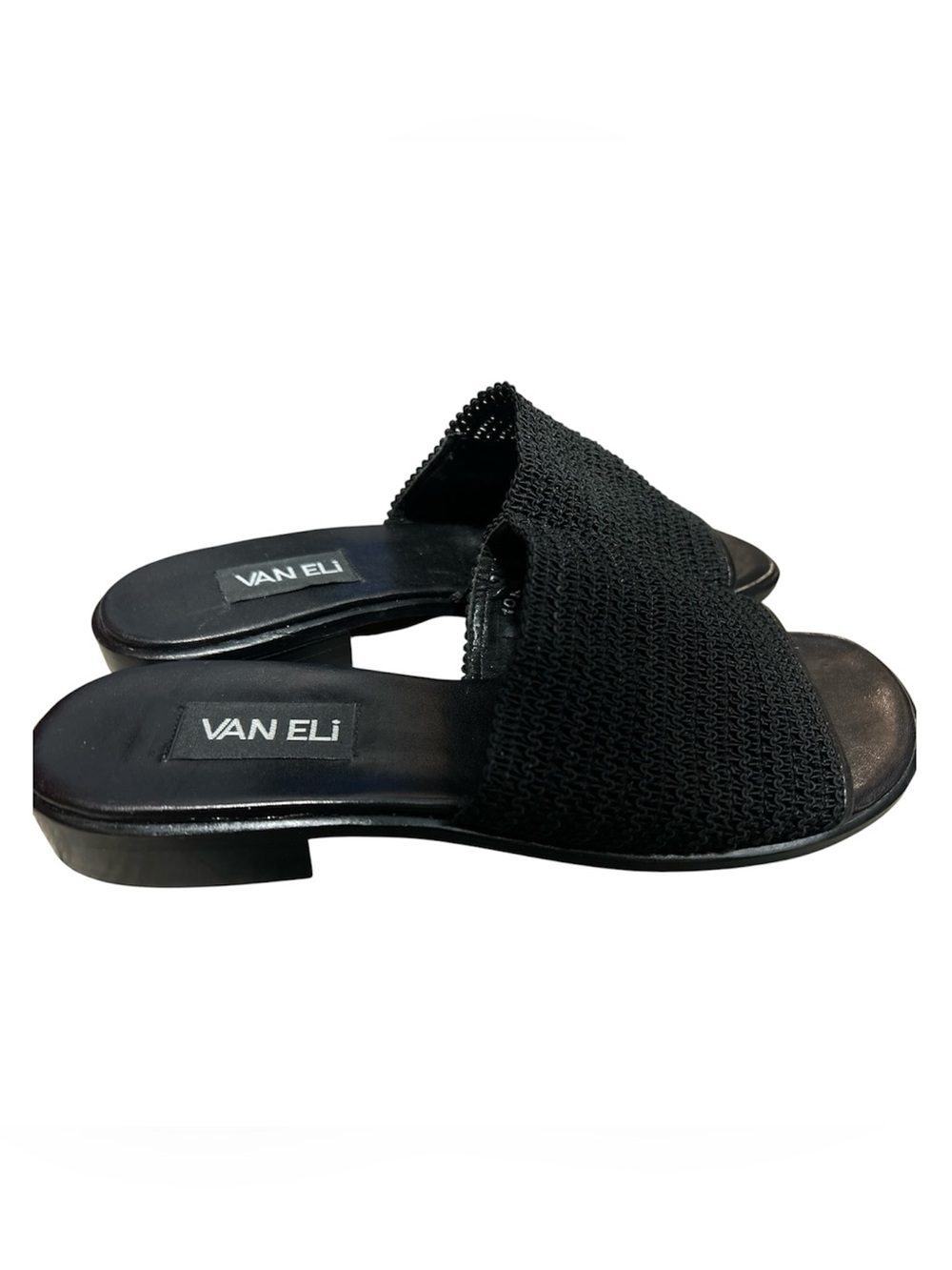 VAN ELI Black Knit Slide Sandals Sz 10